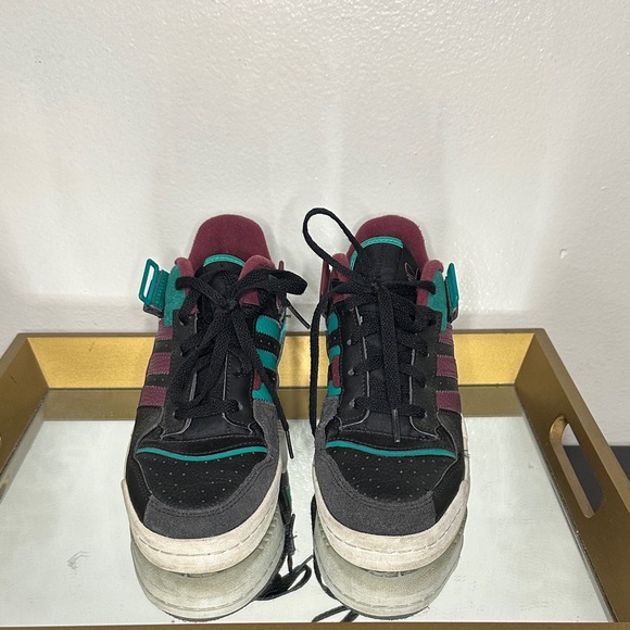 adidas Originals Black and Teal Forum Sneakers - Picture 2 of 6